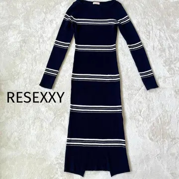 RESEXXY 리브 니트 긴팔 원피스 블랙