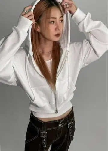 BLACKUP 멀로 2WAY 후드 집업 후드티 화이트