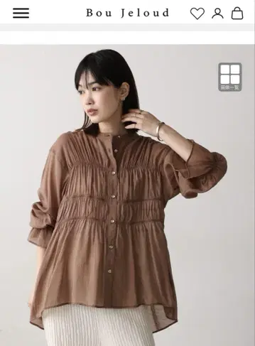 [ 미사용 새상품 ] Bou Jeloud 개더 브라운 셔츠 프리 사이즈
