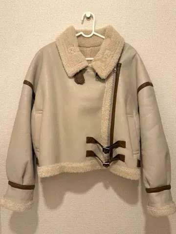 미사용 MURUA 무루아 벨트 페이크 무스탕 더블 라이더 자켓