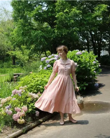 핑크 셔츠 원피스 반팔 롱 기장