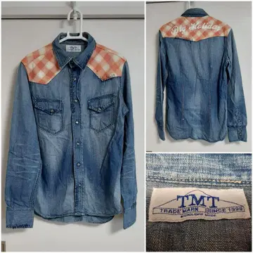 TMT 티엠티 데님 웨스턴 셔츠 자수 가공 셔츠 M