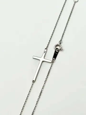 K10WG제 10금 화이트 골드 가로형 크로스 목걸이