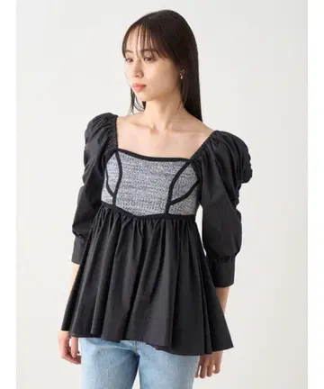 스나이델 SNIDEL 베어 디자인 도킹 니트 풀오버
