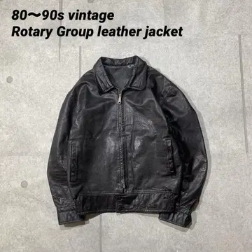 80s 90s 빈티지 로터리 그룹 싱글 가죽 자켓