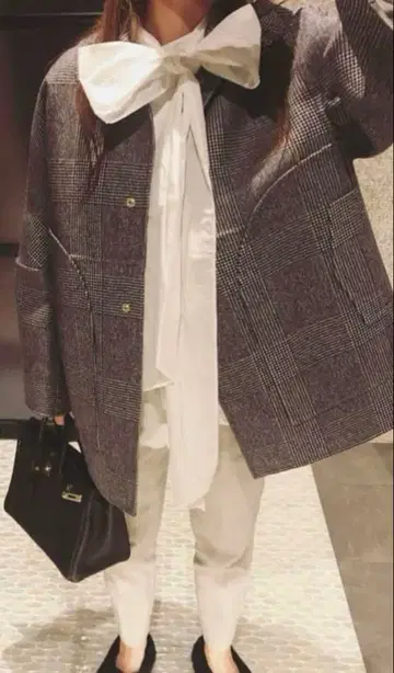DRAWER 체크 울 숏코트