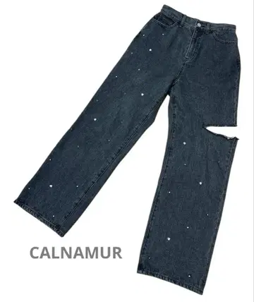 새상품급 칼남무르 CALNAMUR 하트 비쥬 사이드컷 데님 팬츠 M