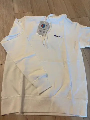 Champion 화이트 후드 부착 후드티