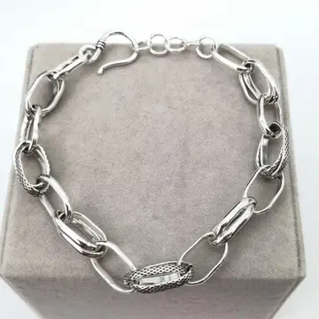 새상품 더블 체인 실버 925 팔찌 빈티지 남성용