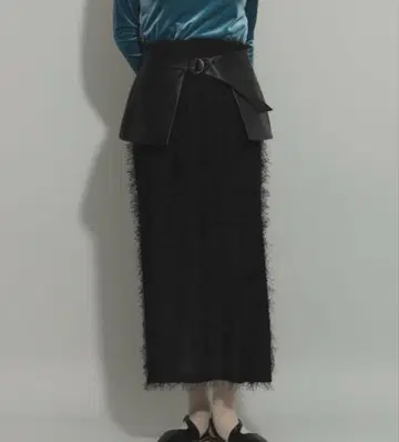 Ray BEAMS 프린지 인조 가죽 벨트 스커트 SIZE 0