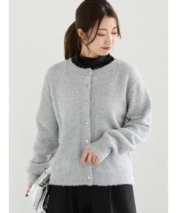 라메 샤기 크루 가디건