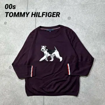 00s TOMMY HILFIGER 와이어 폭스 테리어 아크릴 니트 L