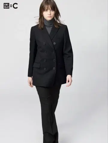 UNIQLO:C 더블 테일러드 자켓 블랙