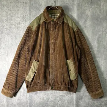 코듀로이 자켓 블루종 이소재 절개 브라운 일본제 빈티지