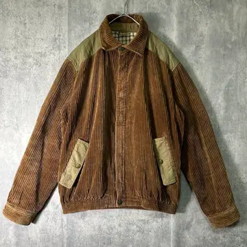 코듀로이 자켓 블루종 이소재 절개 브라운 일본제 빈티지
