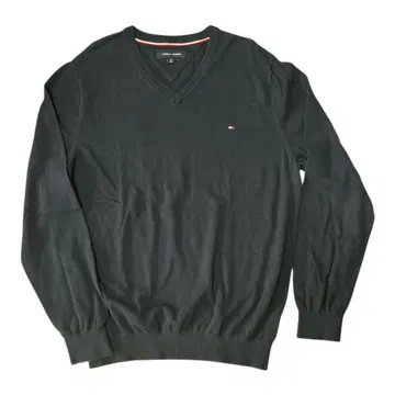 TOMMY HILFIGER 네이비 V넥 코튼 스웨터 L 사이즈