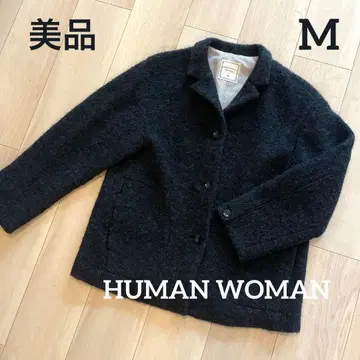 새상품급 human woman 울 혼방 복슬복슬 하프 코트 자켓 블랙