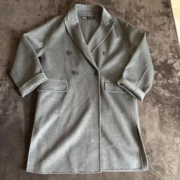 ZARA 그레이 더블 브레스트 체스터 코트 여성용 M