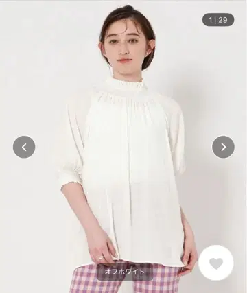 AURALEE 셔링 하이넥 브라이스