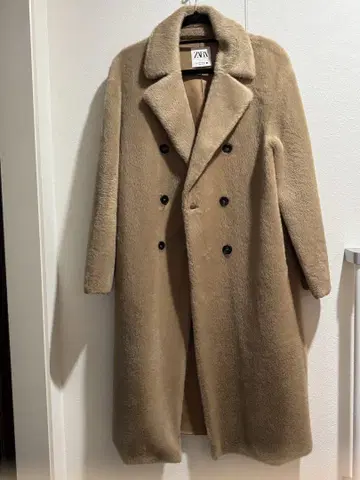 ZARA 인조 모피 롱 코트 카멜