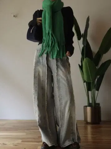 osrs/레이어드 프린지 와이드 팬츠