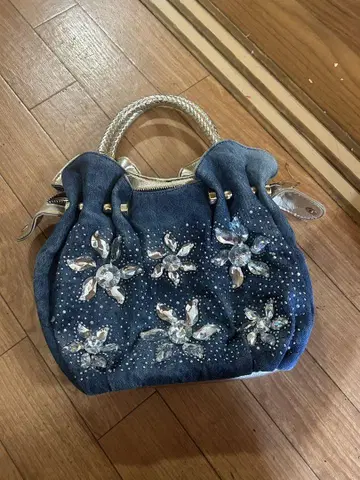 데님 비쥬 핸드백