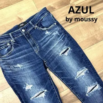 AZUL by moussy 데님 데미지 스키니 L