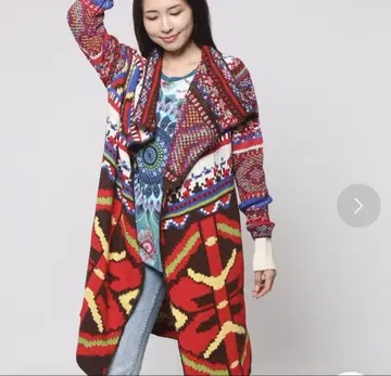 데시구알 니트 롱 가디건 올 패턴 가디건 멀티 컬러 가디건
