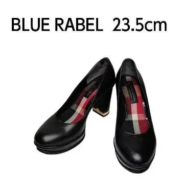 새상품급 BLUE RABEL 블랙 청키힐 펌프스 23.5cm