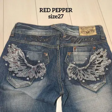 Red Pepper 윙 자수 데님 팬츠
