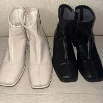 여성용 화이트 & 블랙 지퍼 부츠