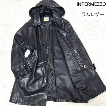 새상품급 인터메초 램 가죽 카 코트 모즈 코트 L 블랙