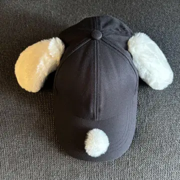 스누피 귀달이 모자 블랙