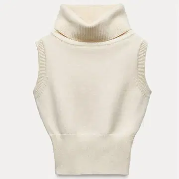 ZARA 아이보리 하이넥 니트 베스트 S 사이즈