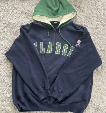 XLARGE 네이비 그린 후드 부착 후드티 XL