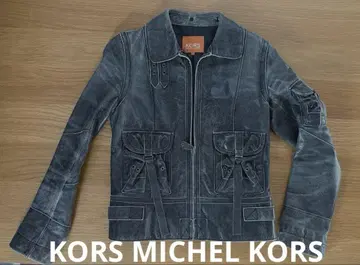 KORS MICHEL KORS 블랙 데미지 가공 가죽 자켓
