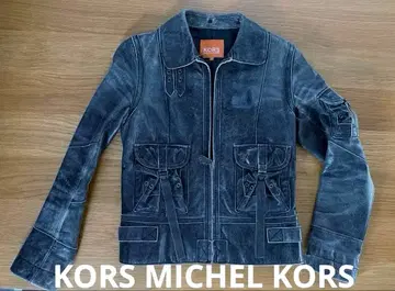 KORS MICHEL KORS 블랙 데미지 가공 가죽 자켓