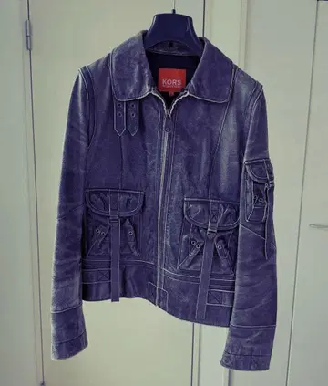 KORS MICHEL KORS 블랙 데미지 가공 가죽 자켓