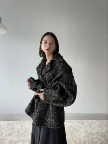 CLANE 클라네 믹스 루프 트위드 박스 코트