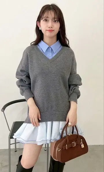 셔츠 도킹 프릴 미니 원피스