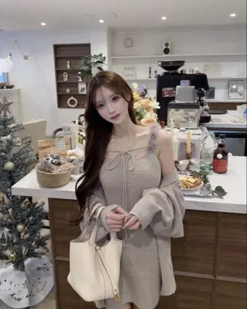 Lumignon feather ribbon op+cardigan 완판템