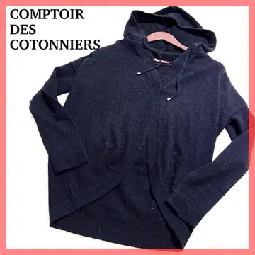 [ 새상품급 ] 콩트와르 데코토니에 니트 자켓 후드 캐시미어 모 블랙 M