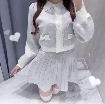 evelyn 로고 플리츠 니트 세트