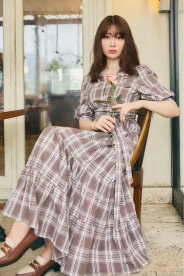 Bergamo Plaid Tiered Long Dress