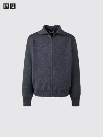 UNIQLO U 더블 페이스 풀 지퍼 자켓 그레이 M