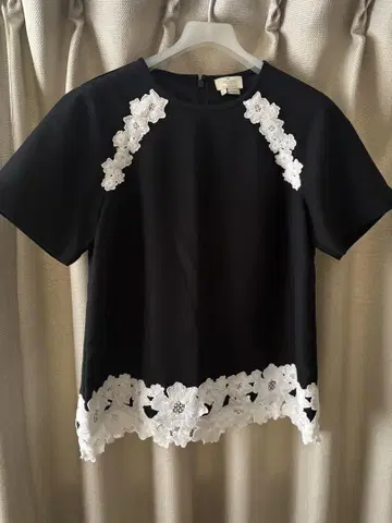 kate spade 반팔 상의 S 블랙 꽃무늬 레이스