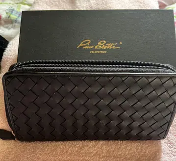 Pino Betti 뜨개질 디자인 장지갑 블랙