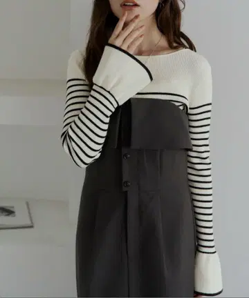 titivate 스트라이프 리브 긴팔 상의
