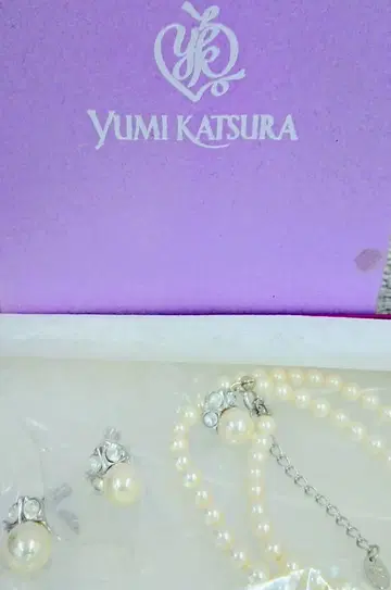 S [ 미사용 ] YUMI KATSURA 펄 목걸이 귀찌 세트