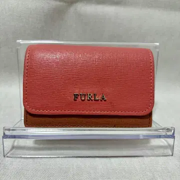 FURLA 훌라 명함지갑 카드 케이스 바이컬러 살몬 핑크 베이지